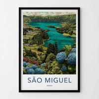 Sao Miguel Poster - Portugal Travel Art - Volcanic Lake View Home Decor