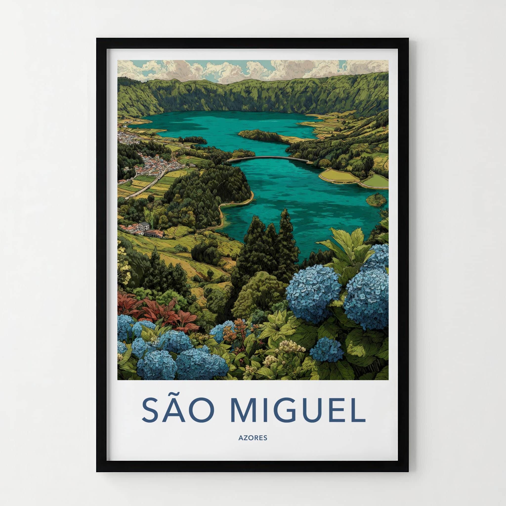Sao Miguel Poster - Portugal Travel Art - Volcanic Lake View Home Decor