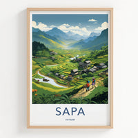 Sapa Poster - Vietnam Framed Print - Vietnamese Mountain Village Lounge Decor