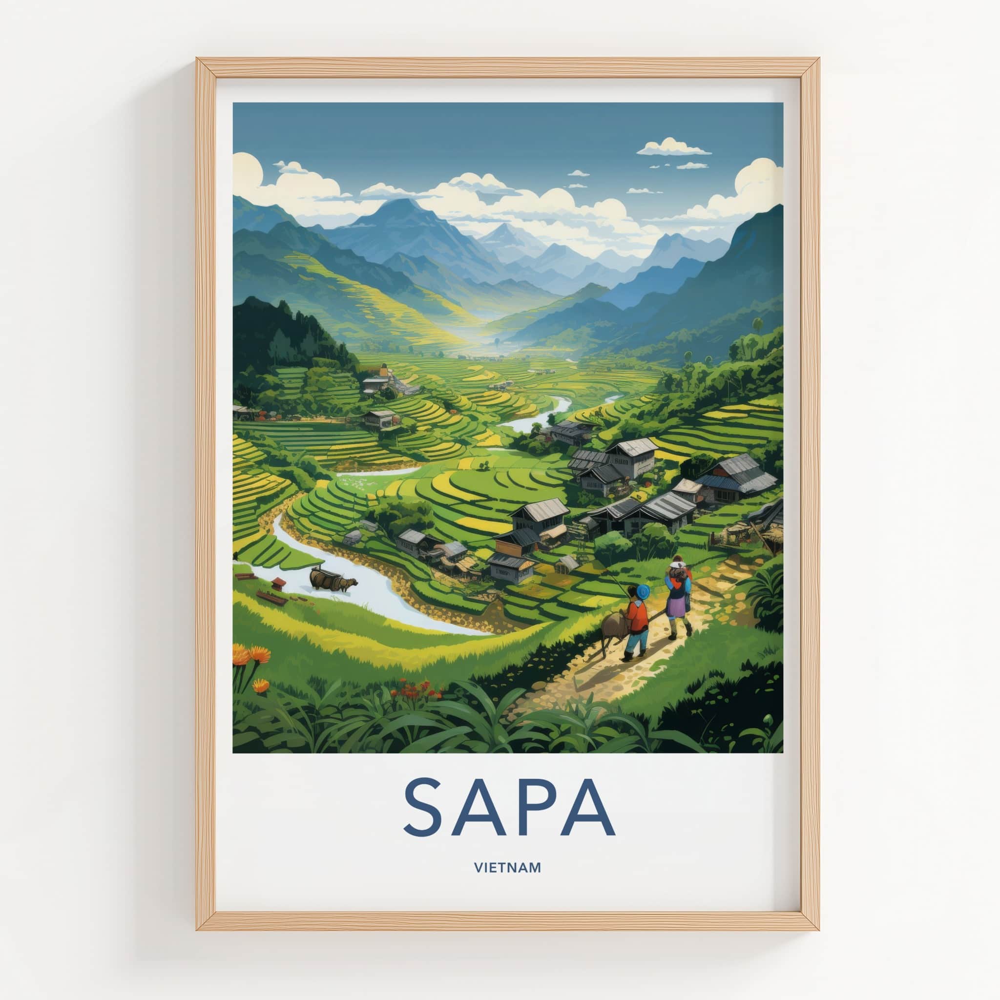 Sapa Poster - Vietnam Framed Print - Vietnamese Mountain Village Lounge Decor