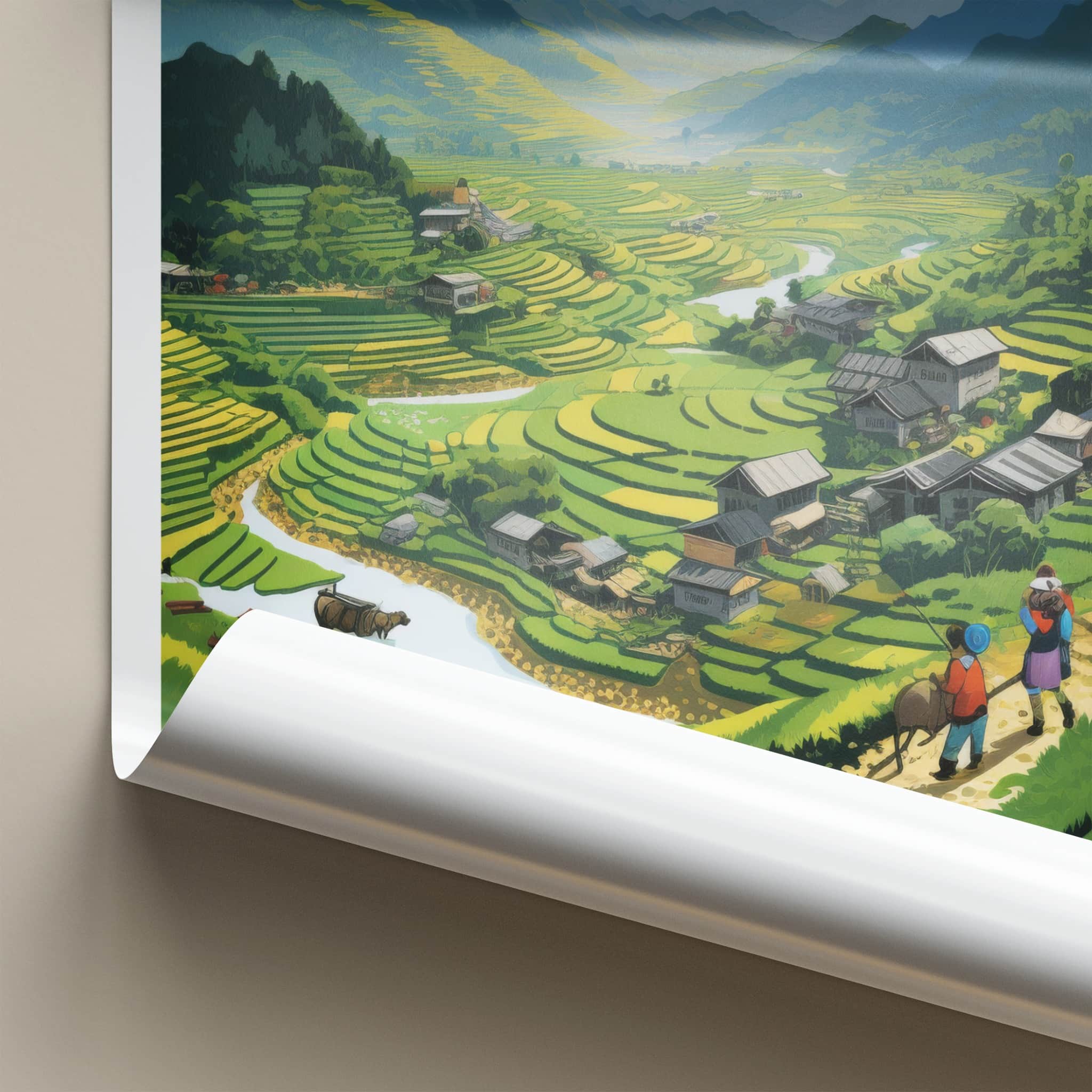 Sapa Poster - Vietnam Framed Print - Vietnamese Mountain Village Lounge Decor