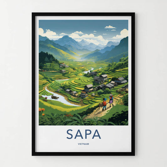 Sapa Poster - Vietnam Framed Print - Vietnamese Mountain Village Lounge Decor