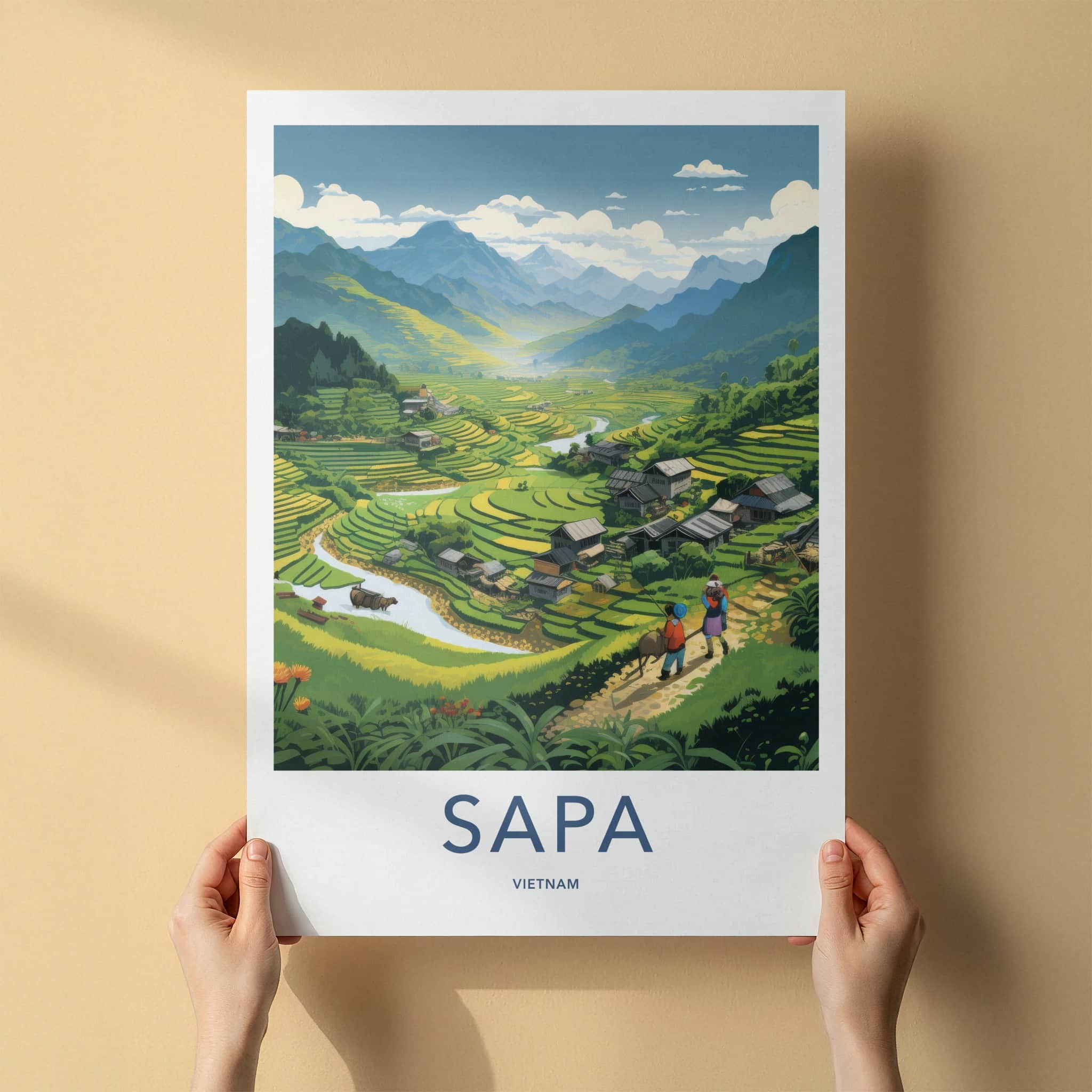Sapa Poster - Vietnam Framed Print - Vietnamese Mountain Village Lounge Decor