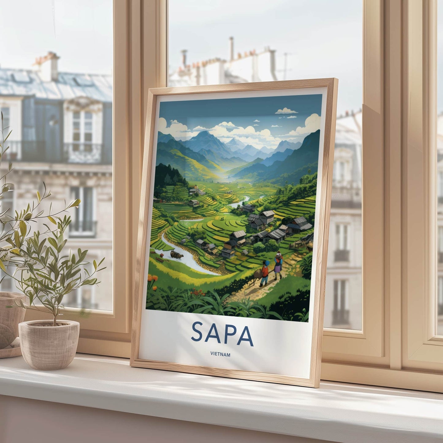 Sapa Poster - Vietnam Framed Print - Vietnamese Mountain Village Lounge Decor