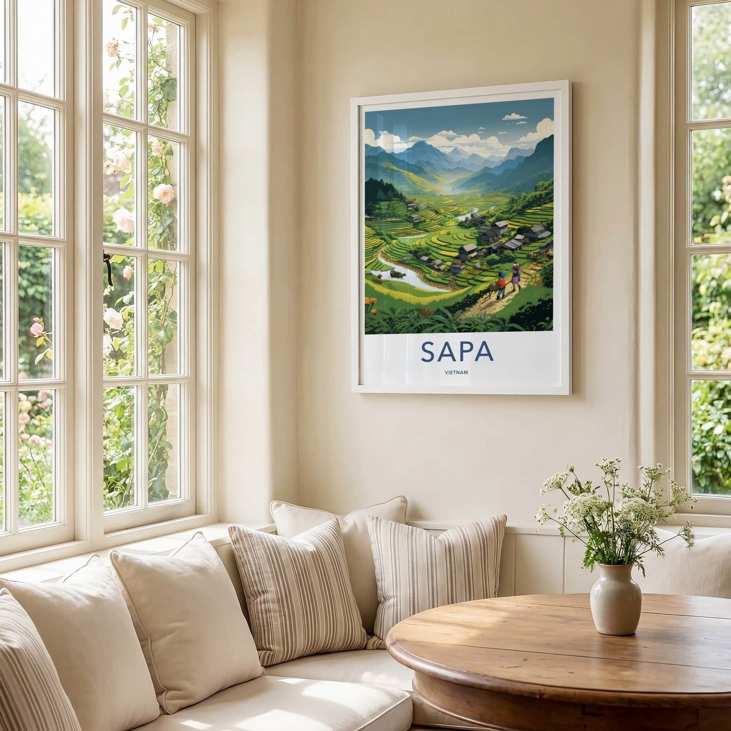 Sapa Poster - Vietnam Framed Print - Vietnamese Mountain Village Lounge Decor