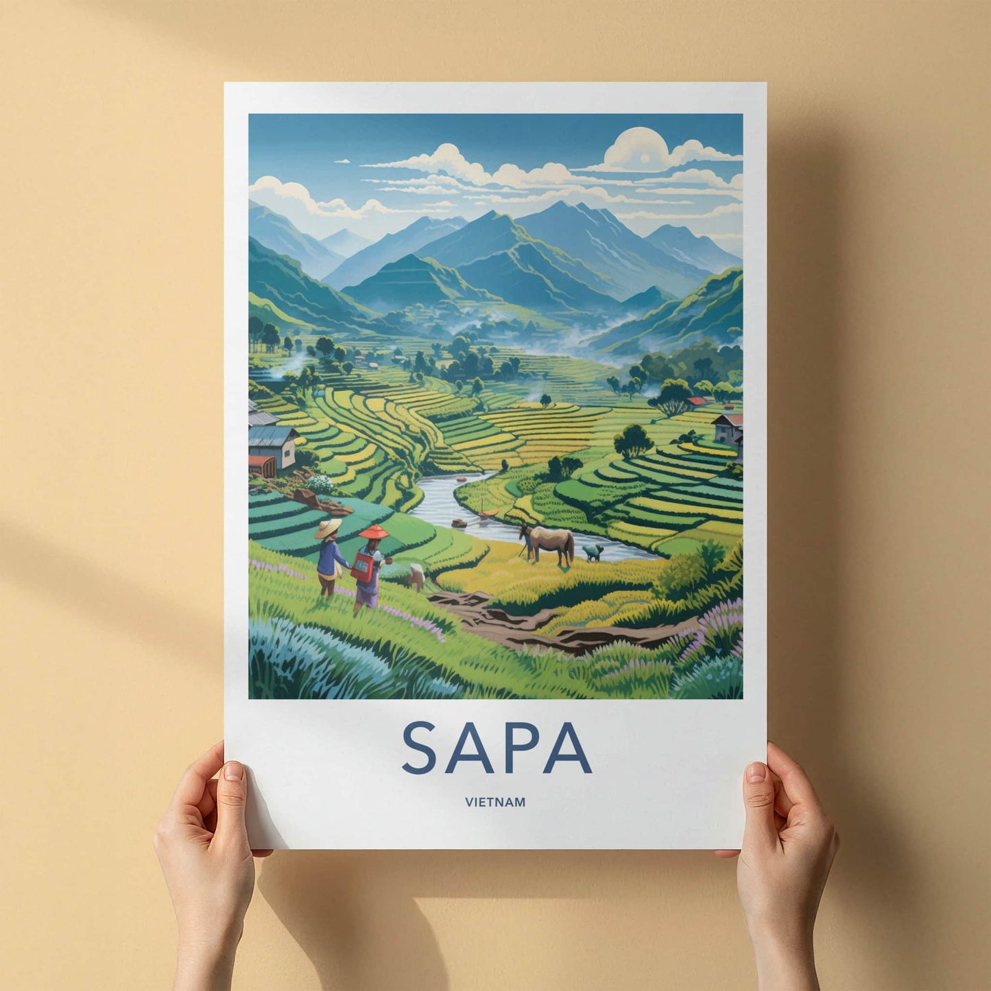 Sapa Poster - Vietnam Travel Art - Lush Rice Terraces Home Decor