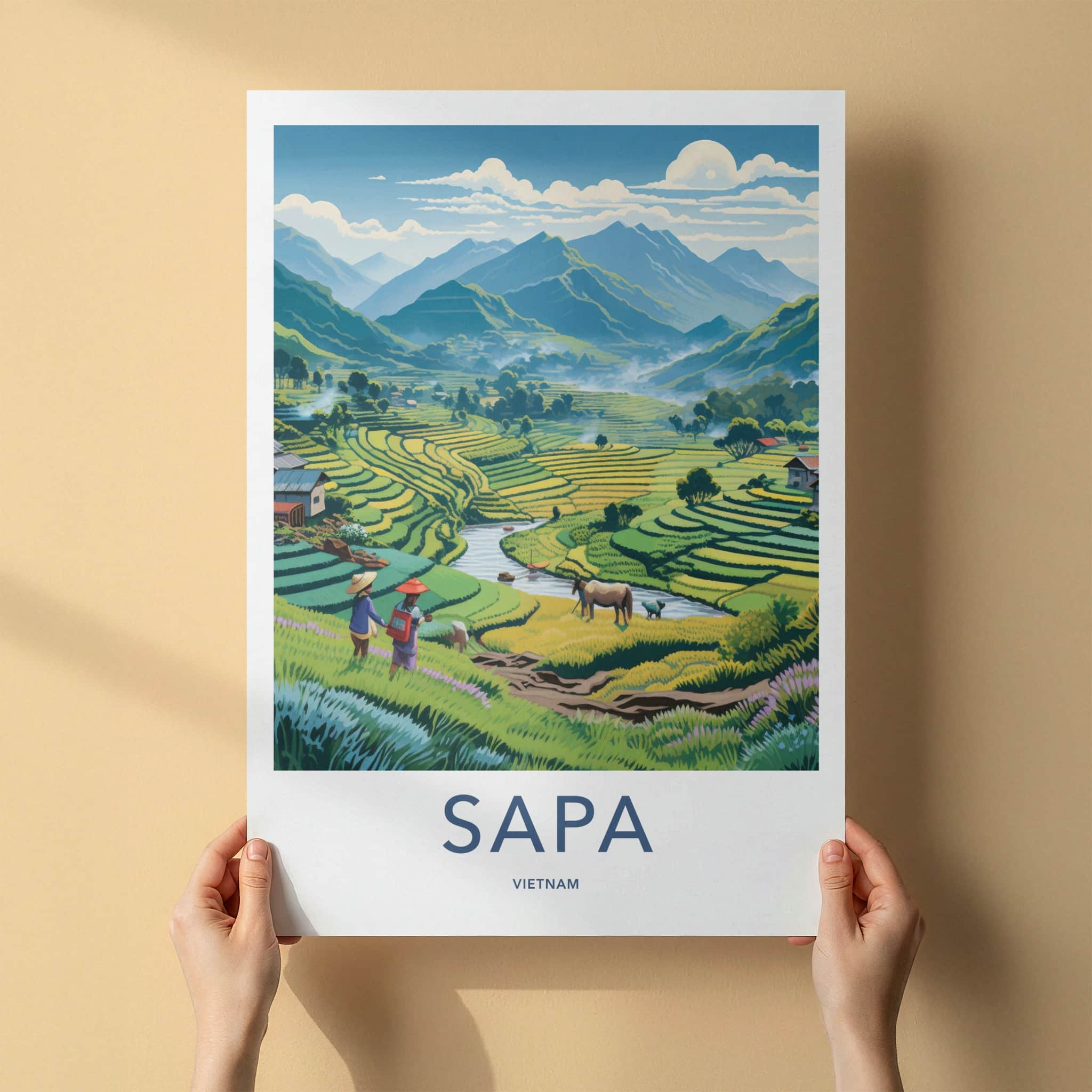 Sapa Poster - Vietnam Travel Art - Lush Rice Terraces Home Decor