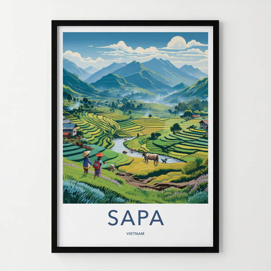 Sapa Poster - Vietnam Travel Art - Lush Rice Terraces Home Decor