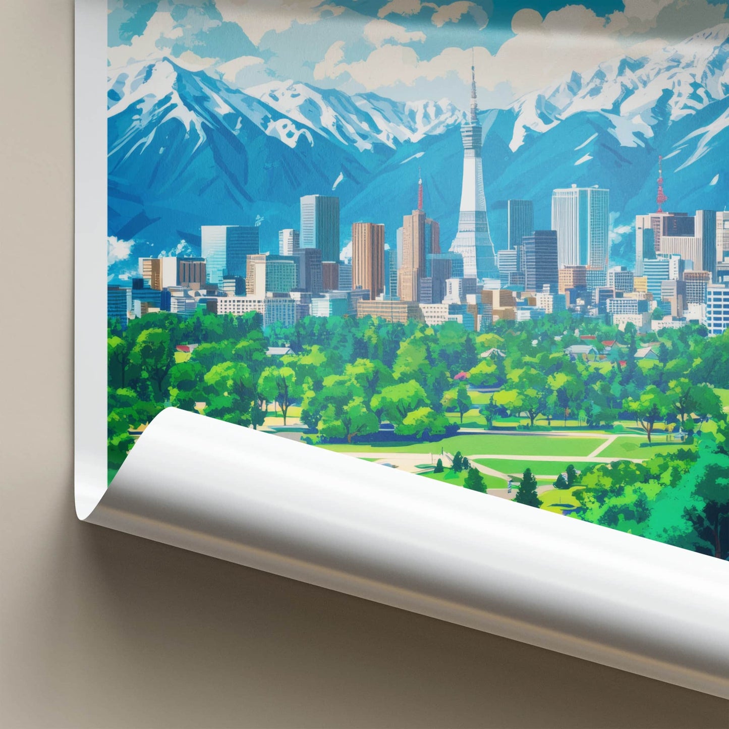 Sapporo Poster - Japan Travel Art - Tower City Mountains Home Decor