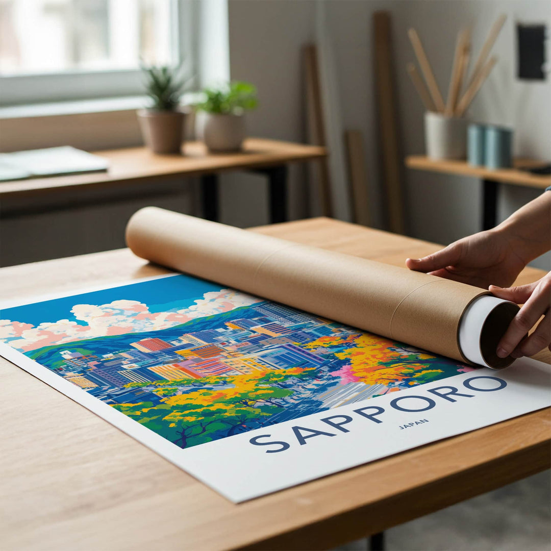 Sapporo Poster - Japan Travel Art - Vibrant City Skyline Home Decor
