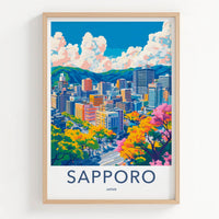 Sapporo Poster - Japan Travel Art - Vibrant City Skyline Home Decor