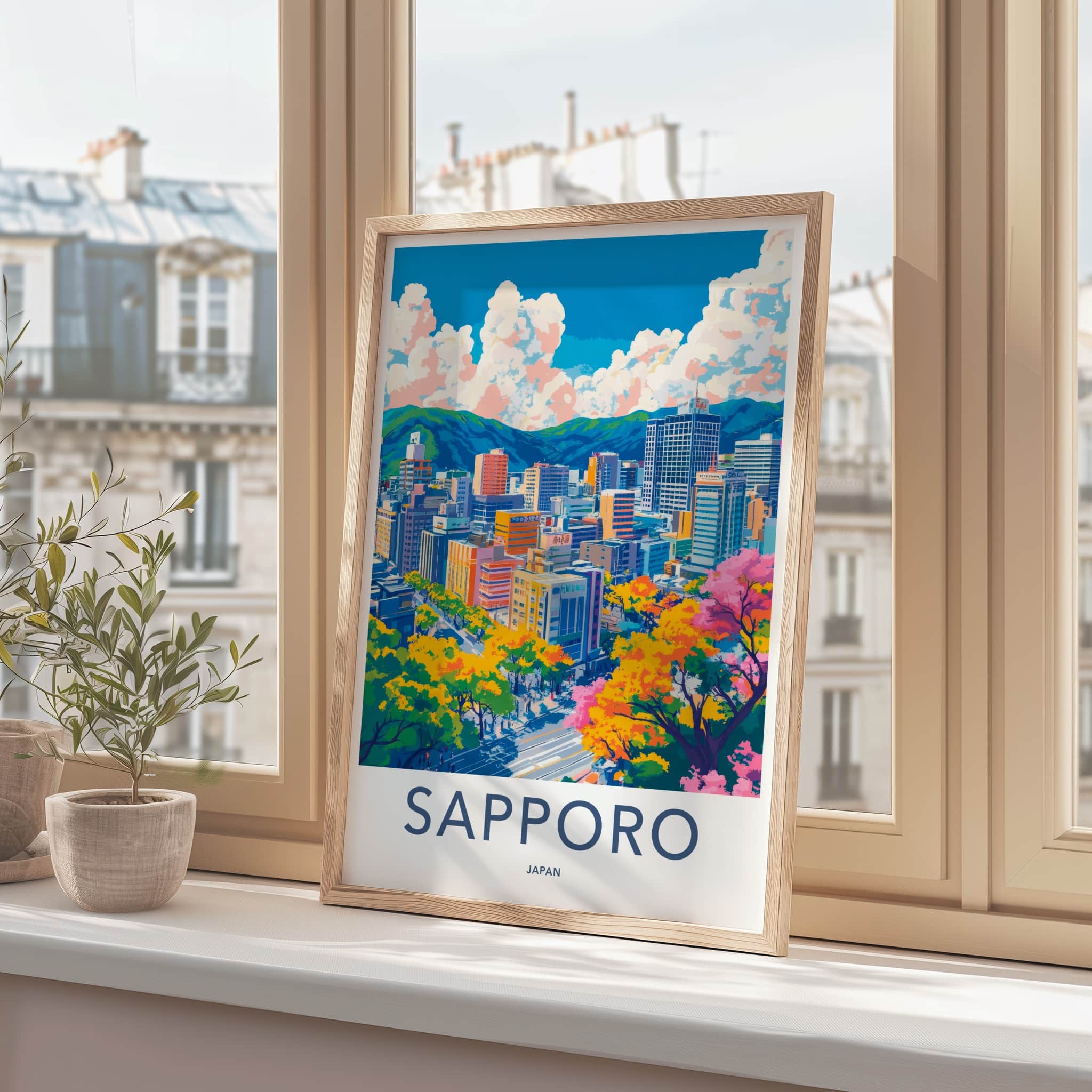 Sapporo Poster - Japan Travel Art - Vibrant City Skyline Home Decor