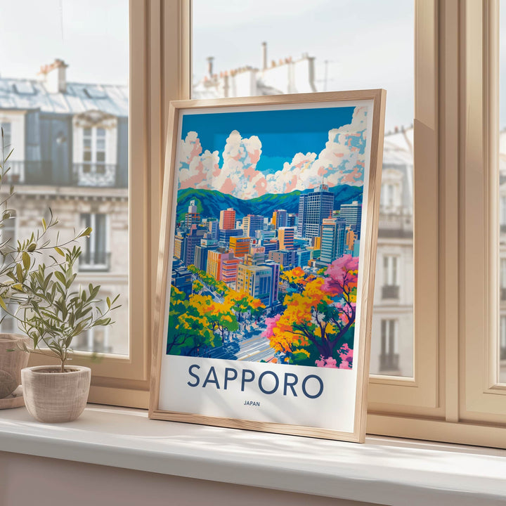 Sapporo Poster - Japan Travel Art - Vibrant City Skyline Home Decor