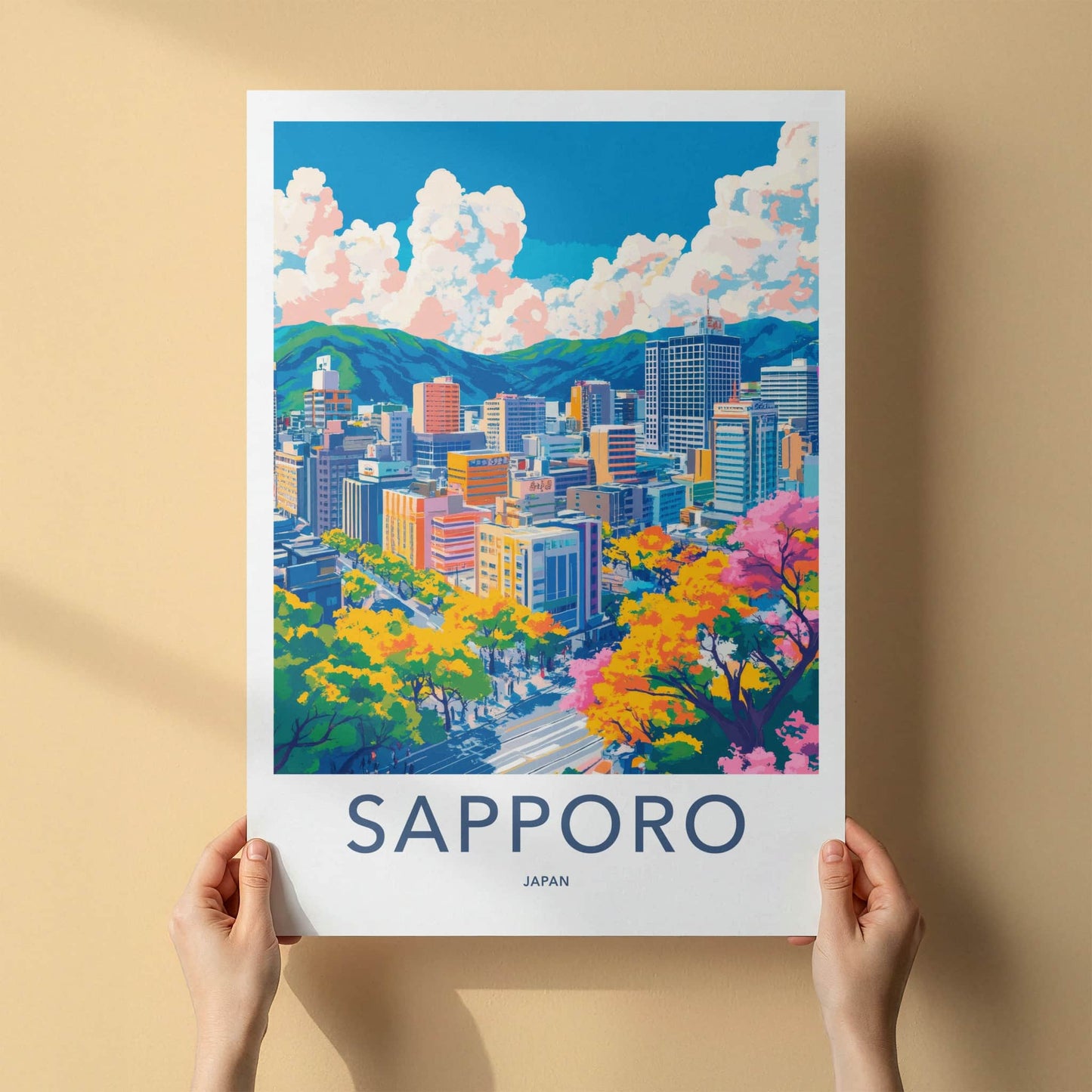 Sapporo Poster - Japan Travel Art - Vibrant City Skyline Home Decor