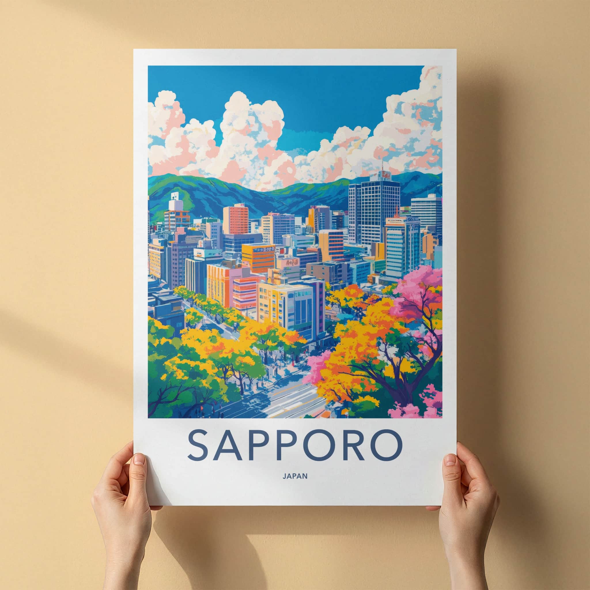 Sapporo Poster - Japan Travel Art - Vibrant City Skyline Home Decor