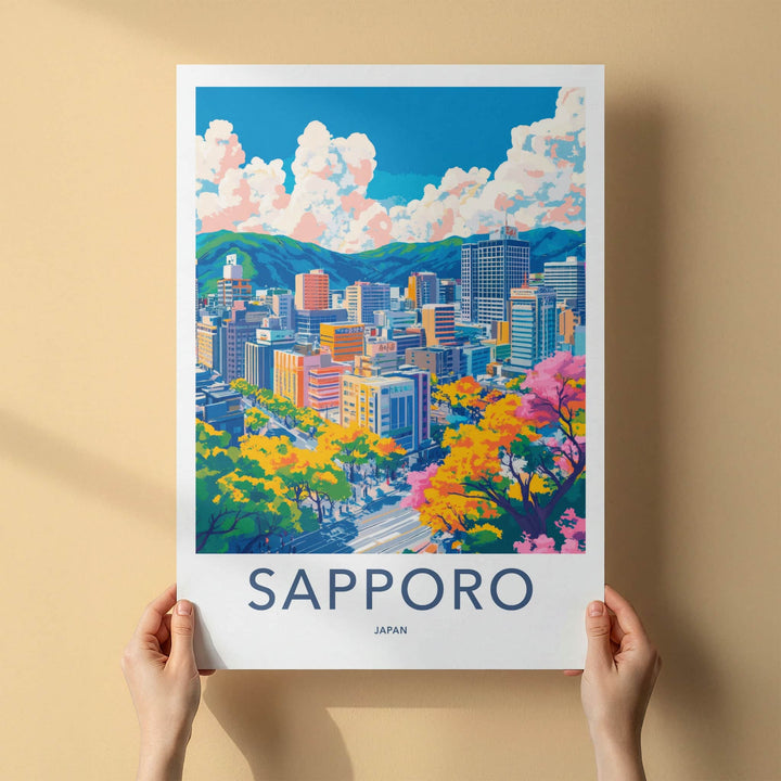 Sapporo Poster - Japan Travel Art - Vibrant City Skyline Home Decor