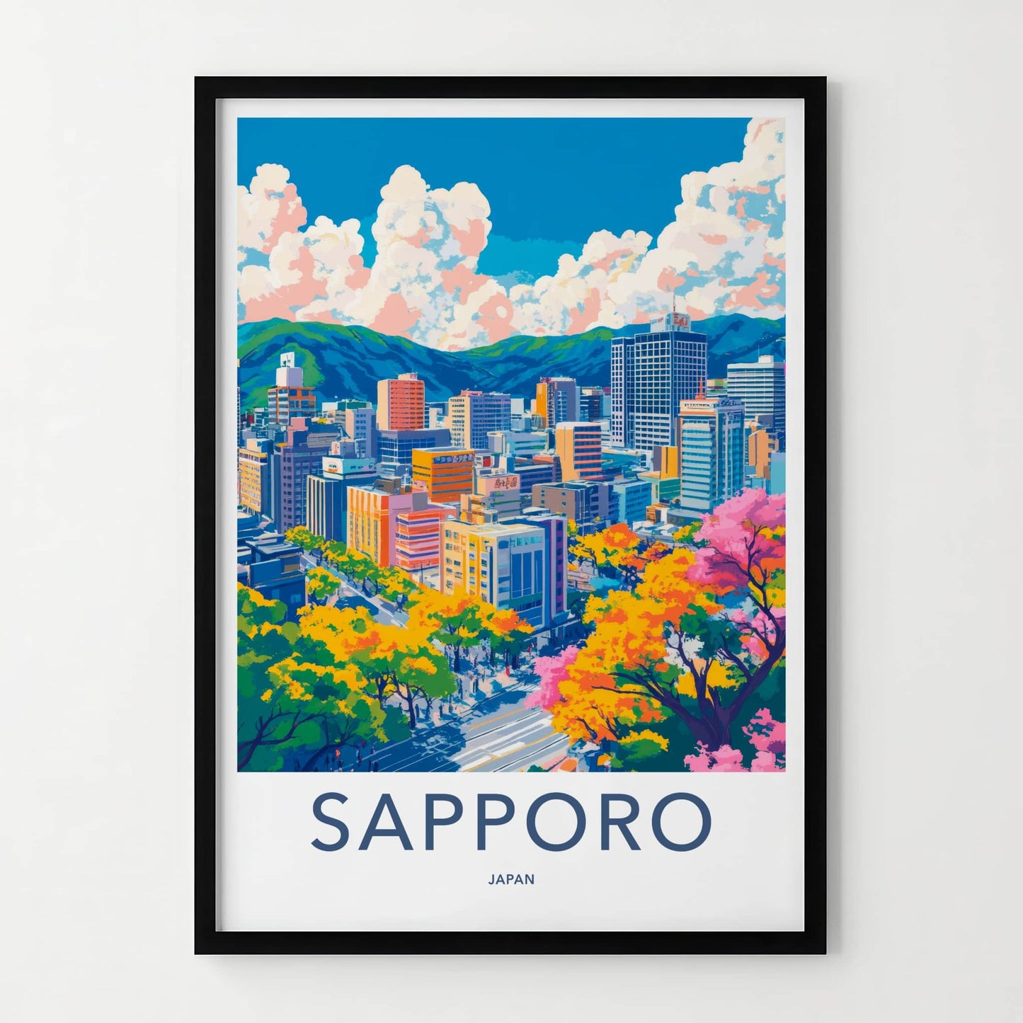 Sapporo Poster - Japan Travel Art - Vibrant City Skyline Home Decor