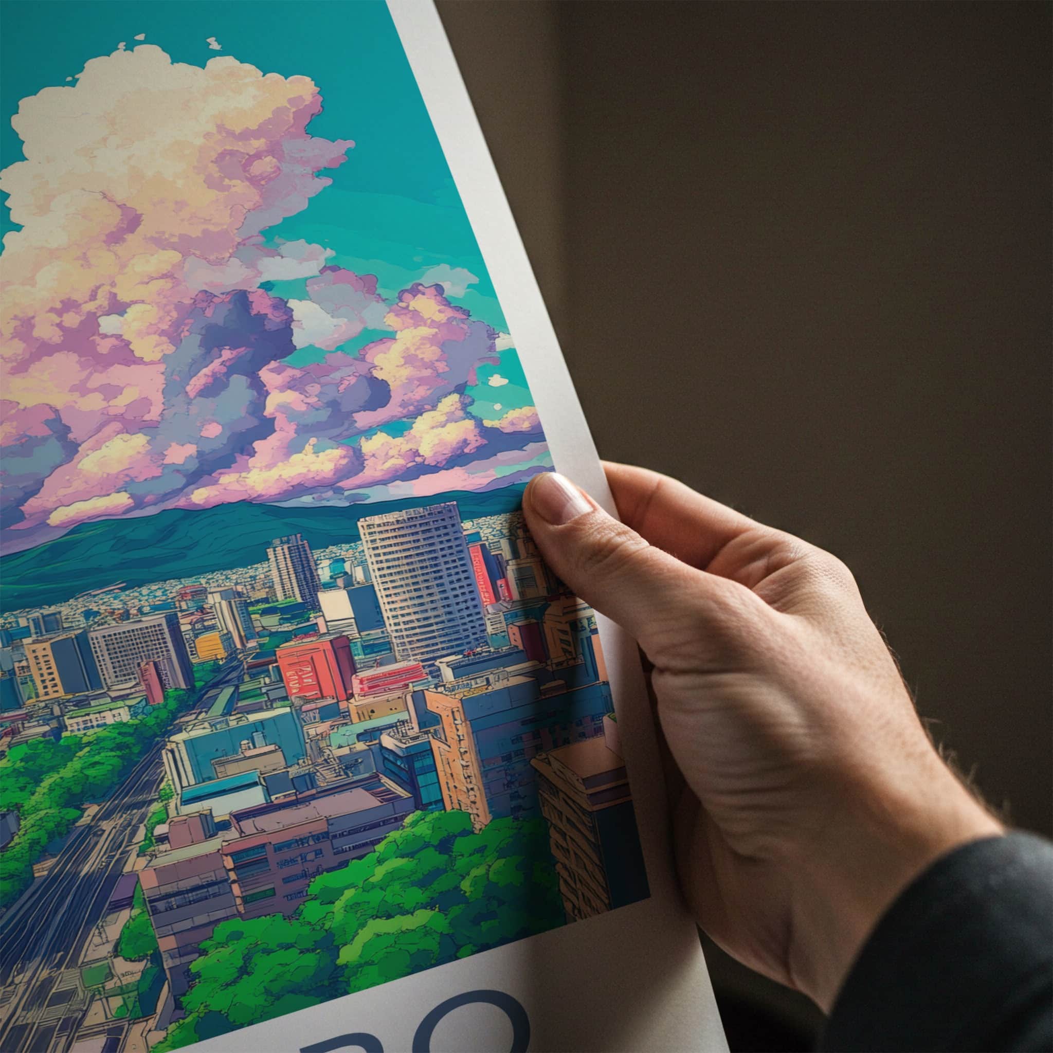 Sapporo Poster - Japan Travel Art - Vibrant Cityscape Clouds Home Decor