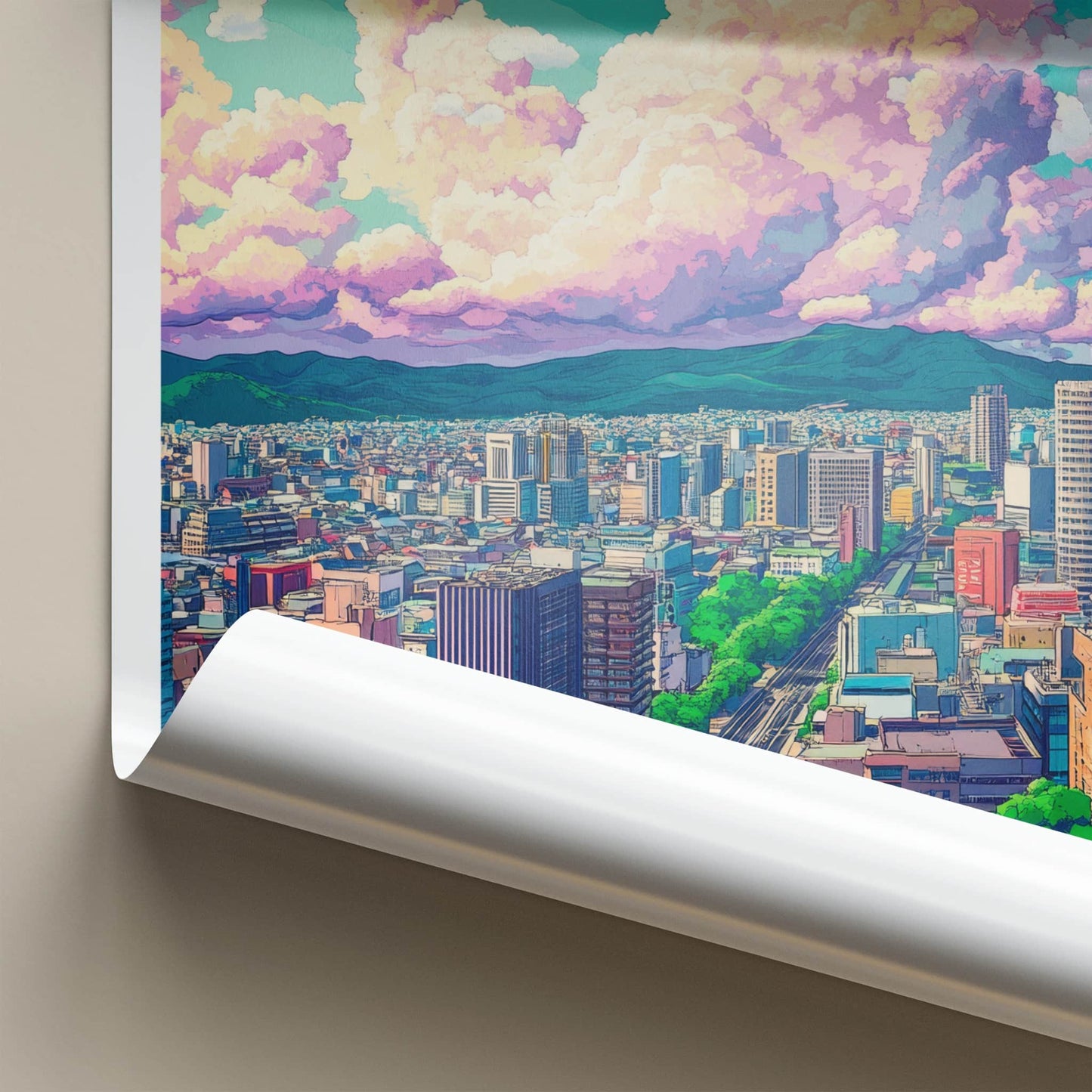 Sapporo Poster - Japan Travel Art - Vibrant Cityscape Clouds Home Decor