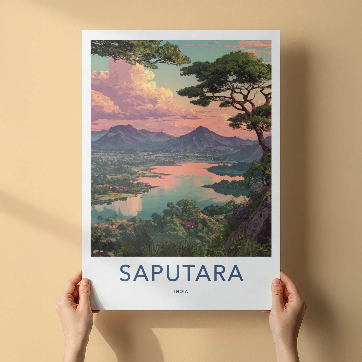 Saputara Poster - India Lakefront Mountain Sunset Home Decor