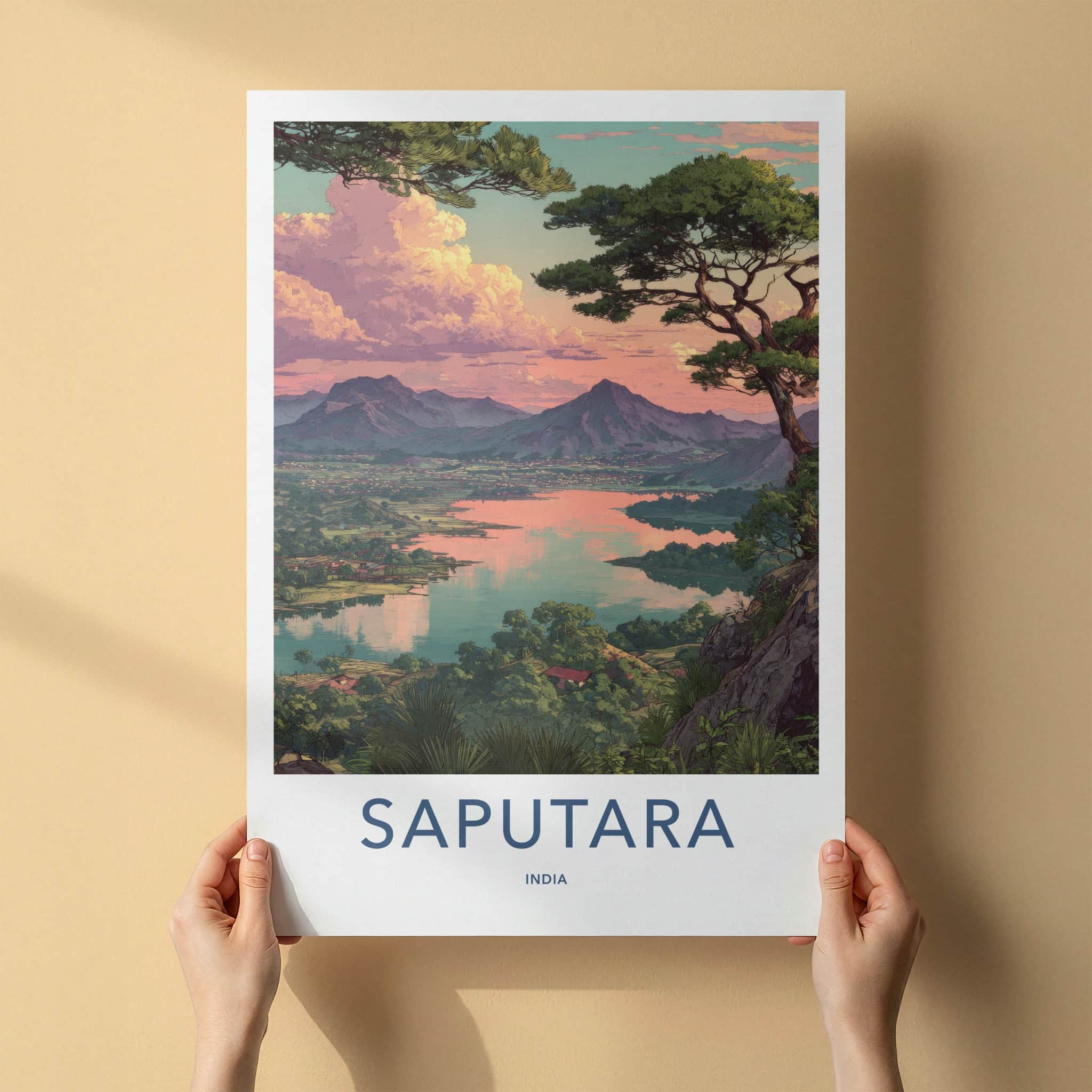 Saputara Poster - India Lakefront Mountain Sunset Home Decor