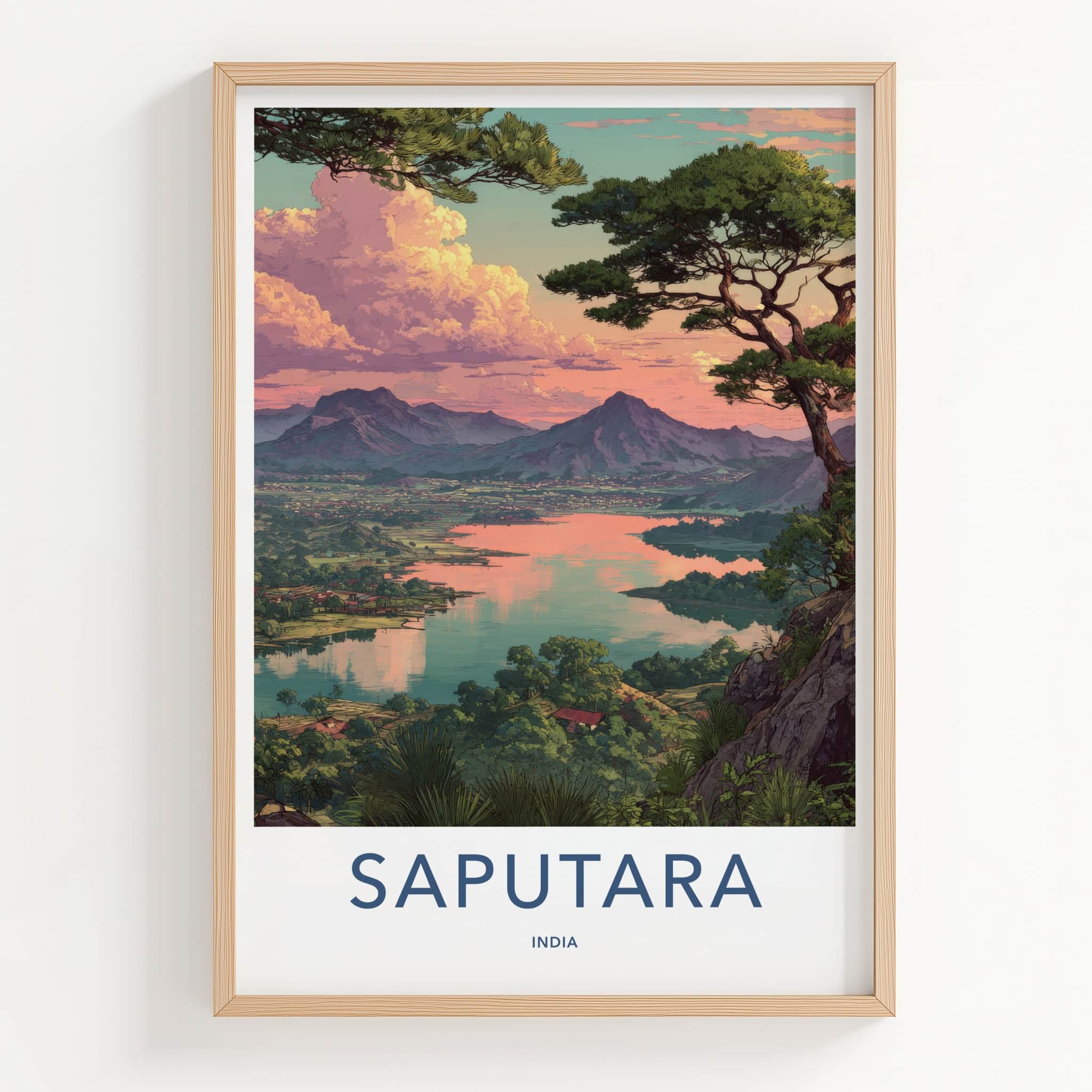 Saputara Poster - India Lakefront Mountain Sunset Home Decor