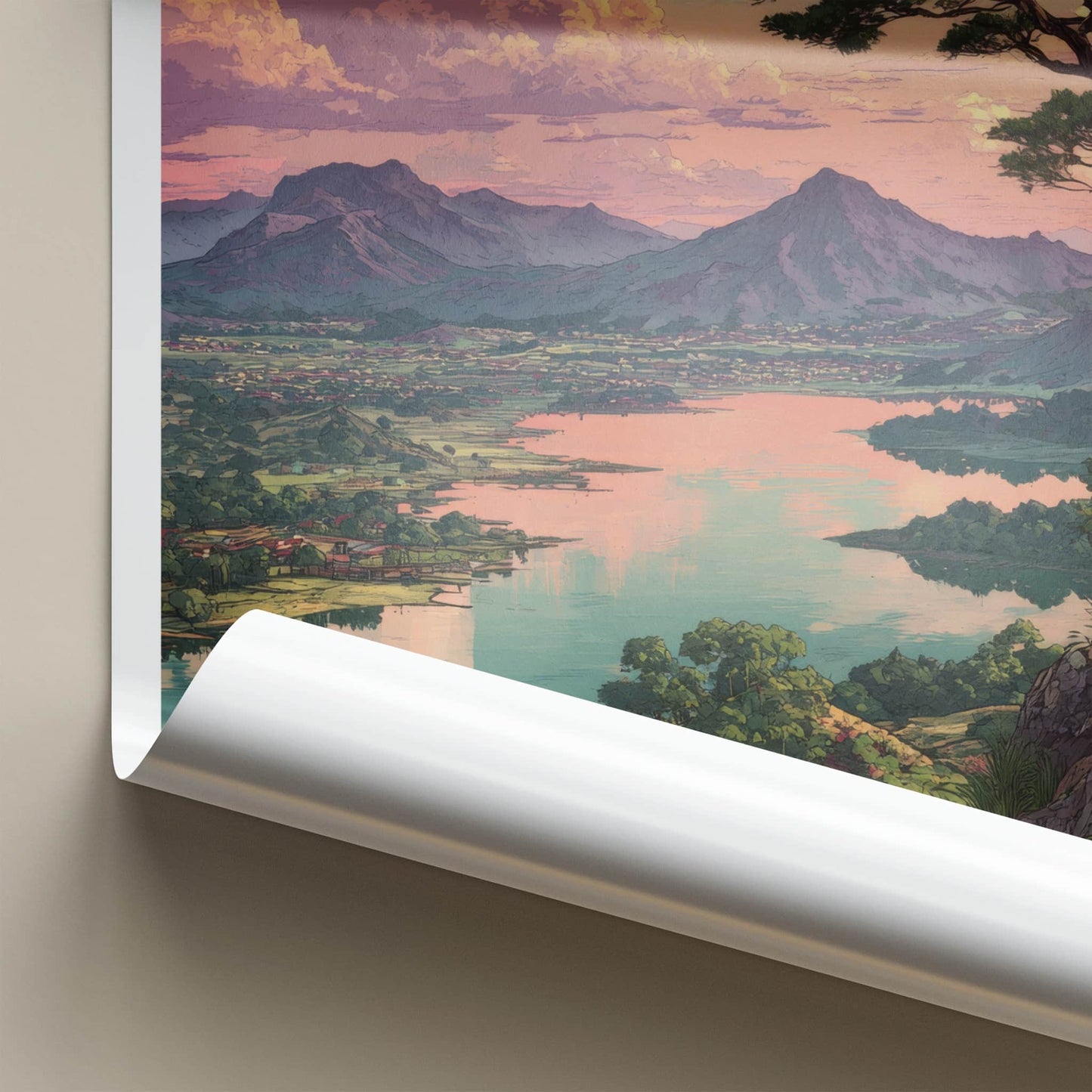 Saputara Poster - India Lakefront Mountain Sunset Home Decor