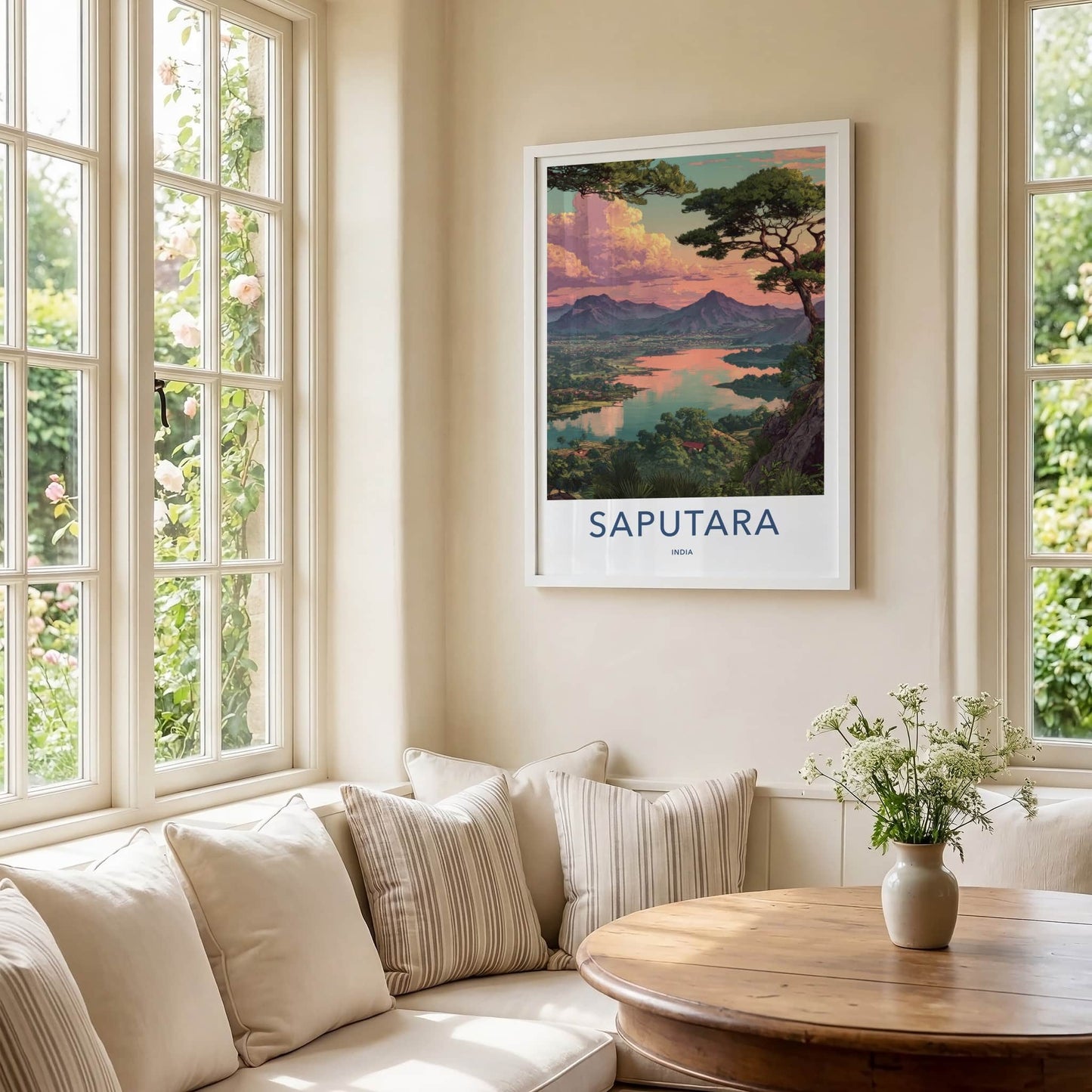 Saputara Poster - India Lakefront Mountain Sunset Home Decor