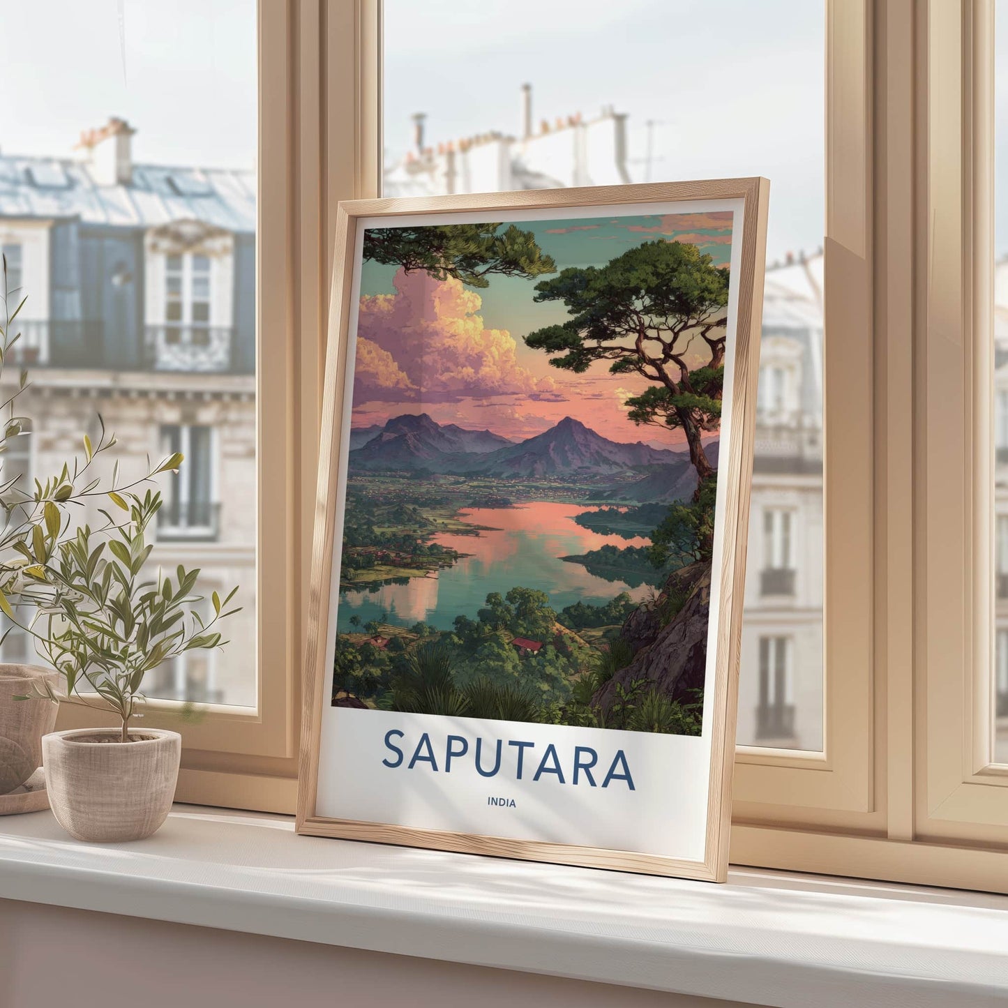 Saputara Poster - India Lakefront Mountain Sunset Home Decor