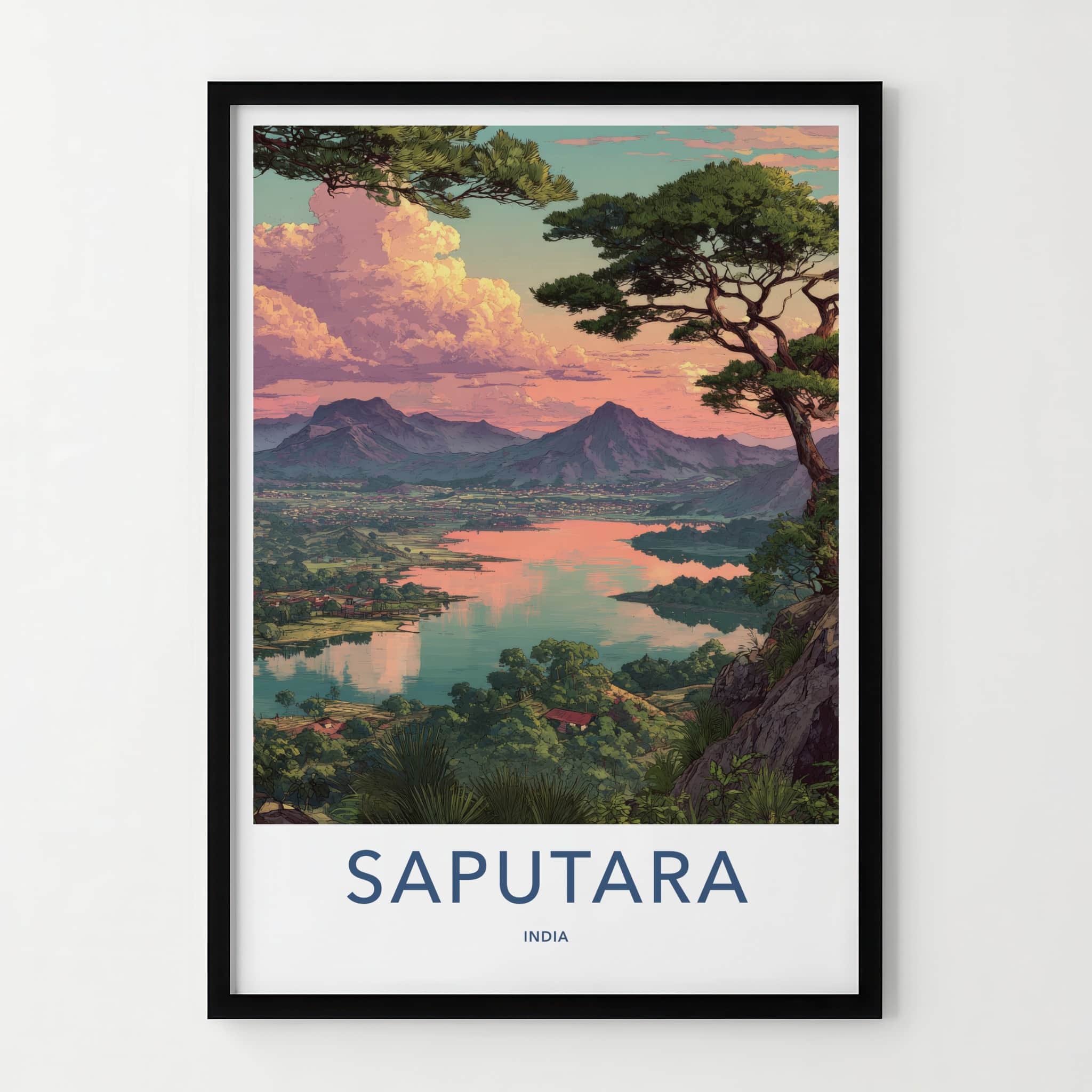 Saputara Poster - India Lakefront Mountain Sunset Home Decor