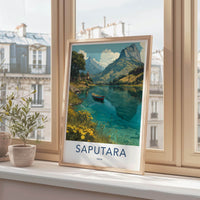 Saputara Poster - India Travel Art - Gujarat Mountain Lake Boat Home Decor