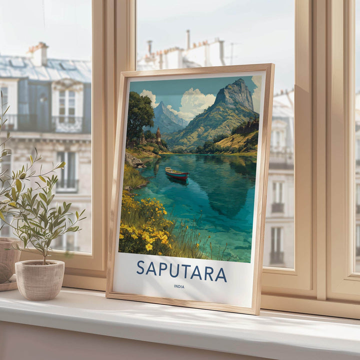 Saputara Poster - India Travel Art - Gujarat Mountain Lake Boat Home Decor