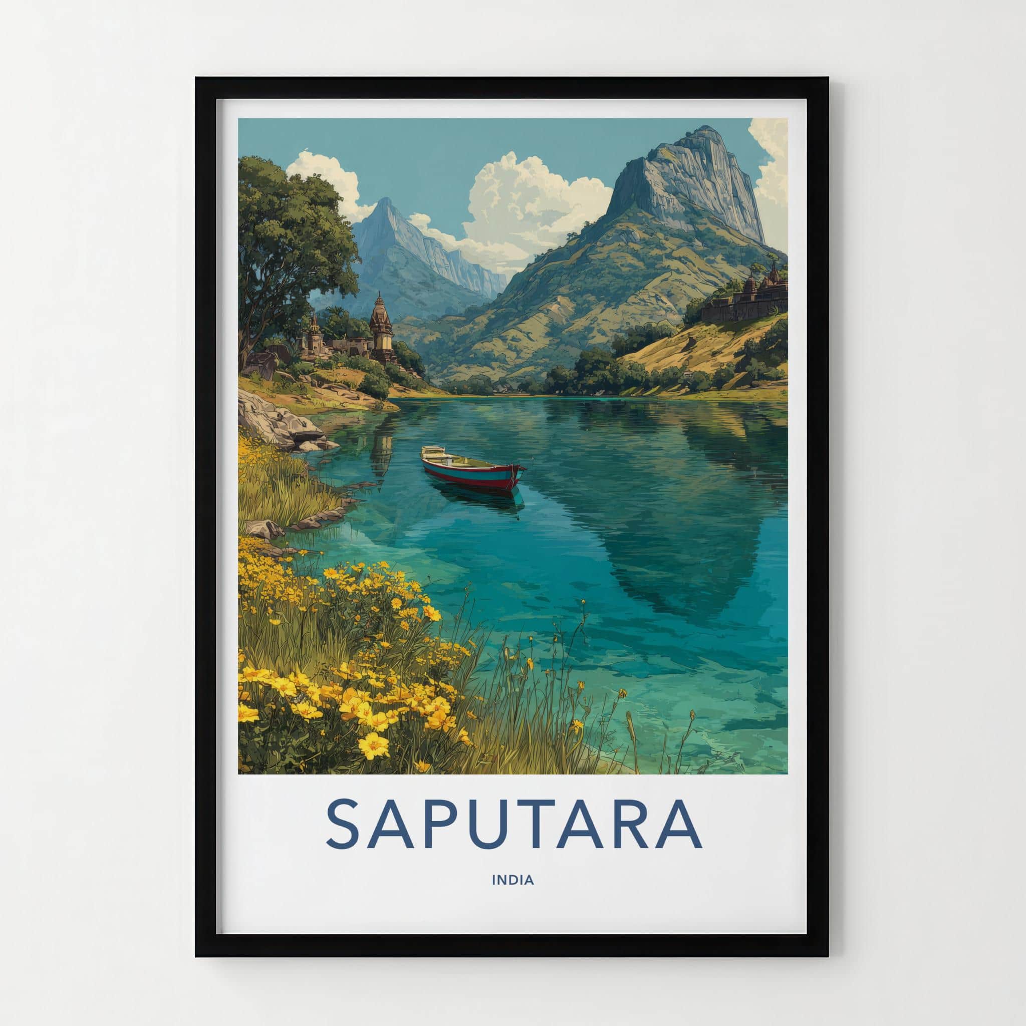 Saputara Poster - India Travel Art - Gujarat Mountain Lake Boat Home Decor
