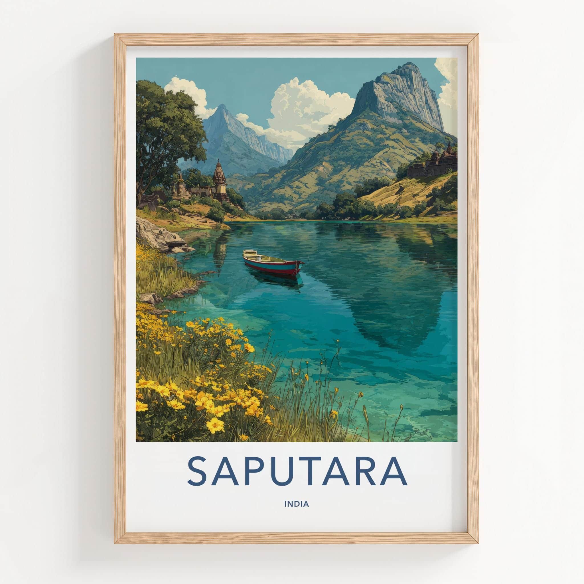 Saputara Poster - India Travel Art - Gujarat Mountain Lake Boat Home Decor