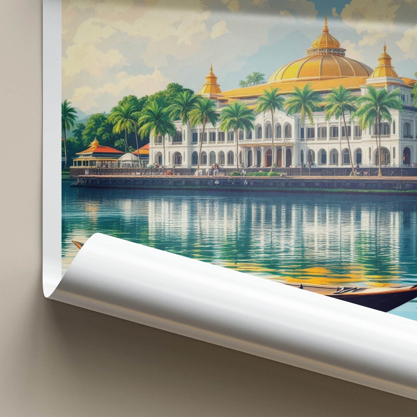 Sarawak Poster - Malaysia Travel Art - Golden Palace River Home Decor
