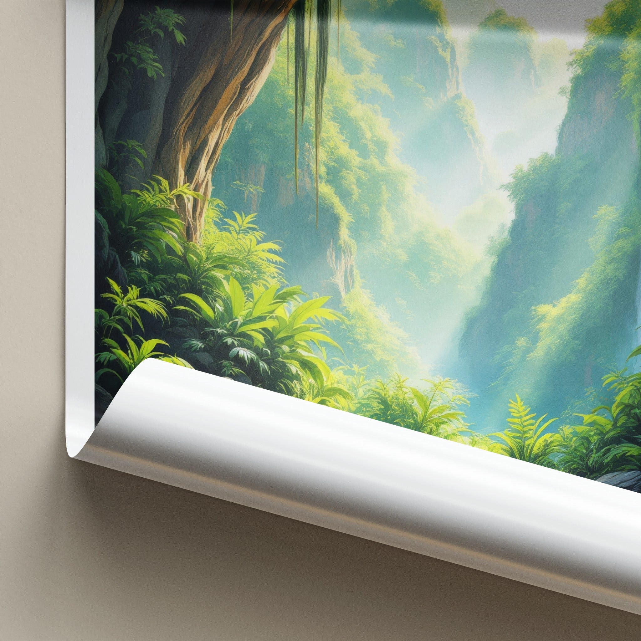 Sarawak Poster - Malaysia Travel Art - Jungle Cave Waterfall Home Decor