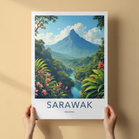 Sarawak Poster - Malaysia Travel Art - Majestic River Jungle Home Decor