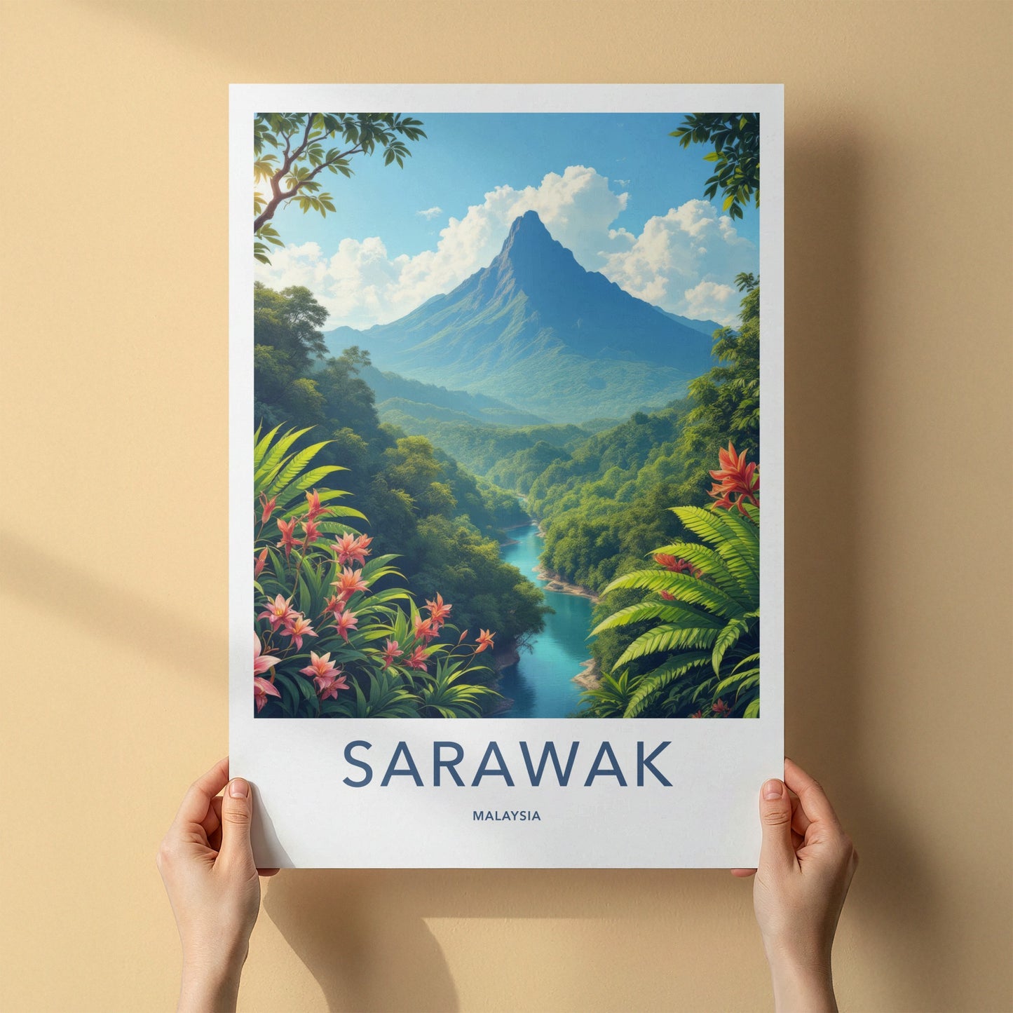 Sarawak Poster - Malaysia Travel Art - Majestic River Jungle Home Decor