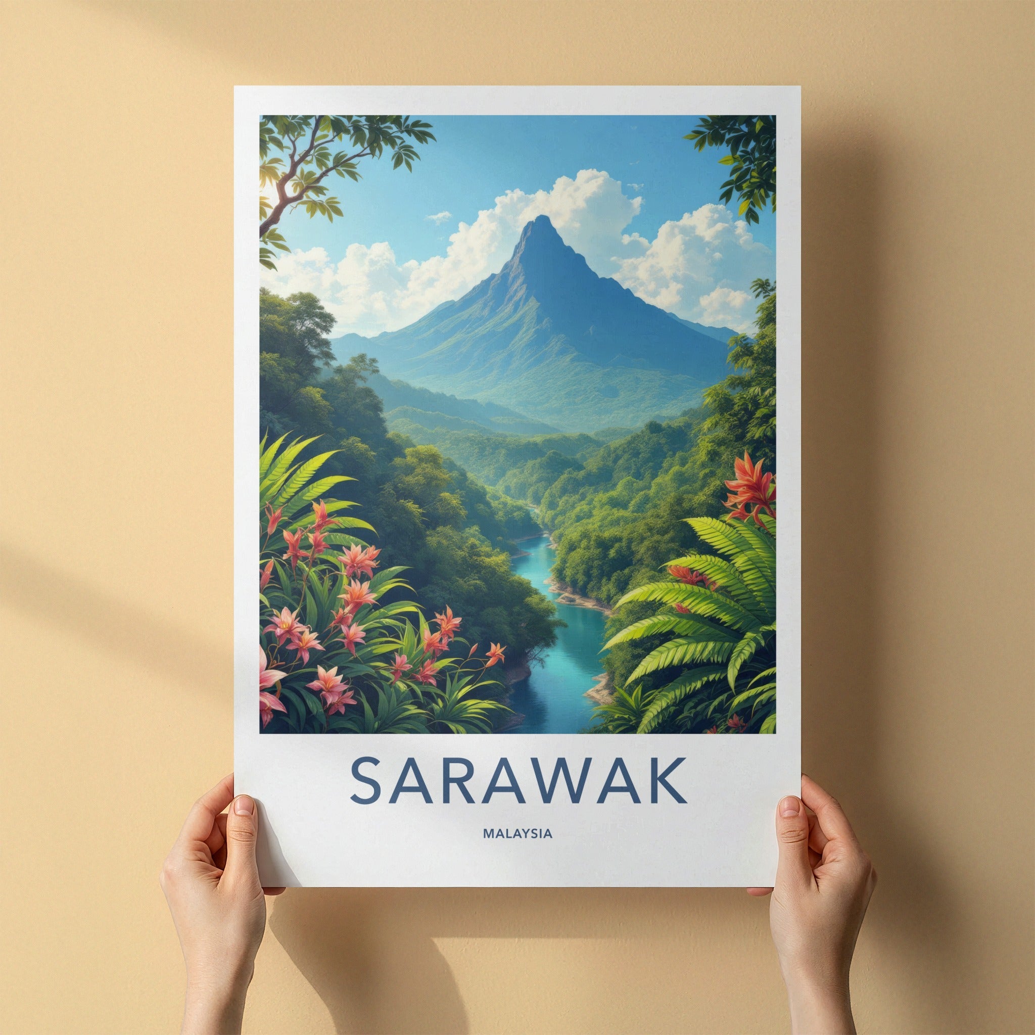 Sarawak Poster - Malaysia Travel Art - Majestic River Jungle Home Decor