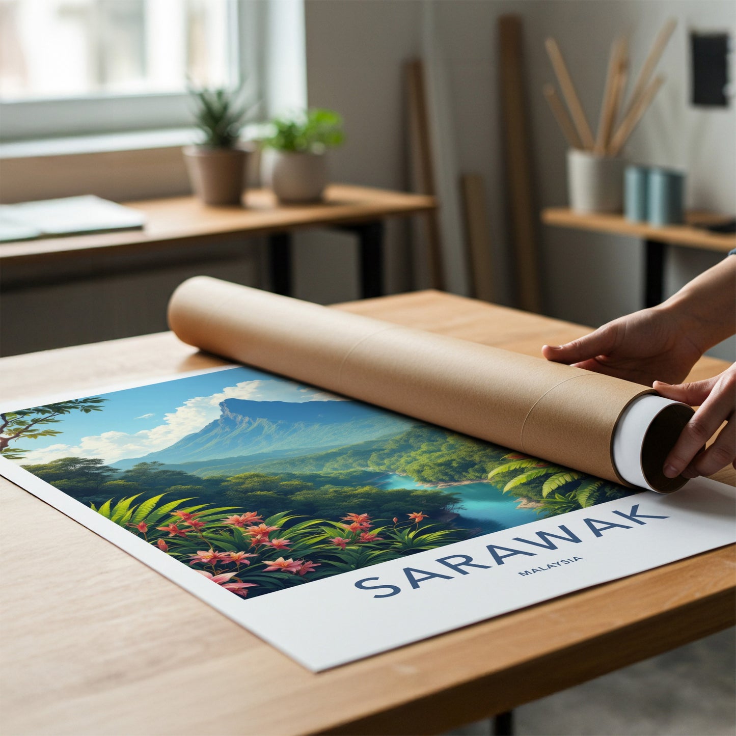 Sarawak Poster - Malaysia Travel Art - Majestic River Jungle Home Decor