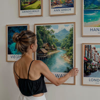 Sarawak Poster - Malaysia Travel Art - Tropical River Village Home Decor
