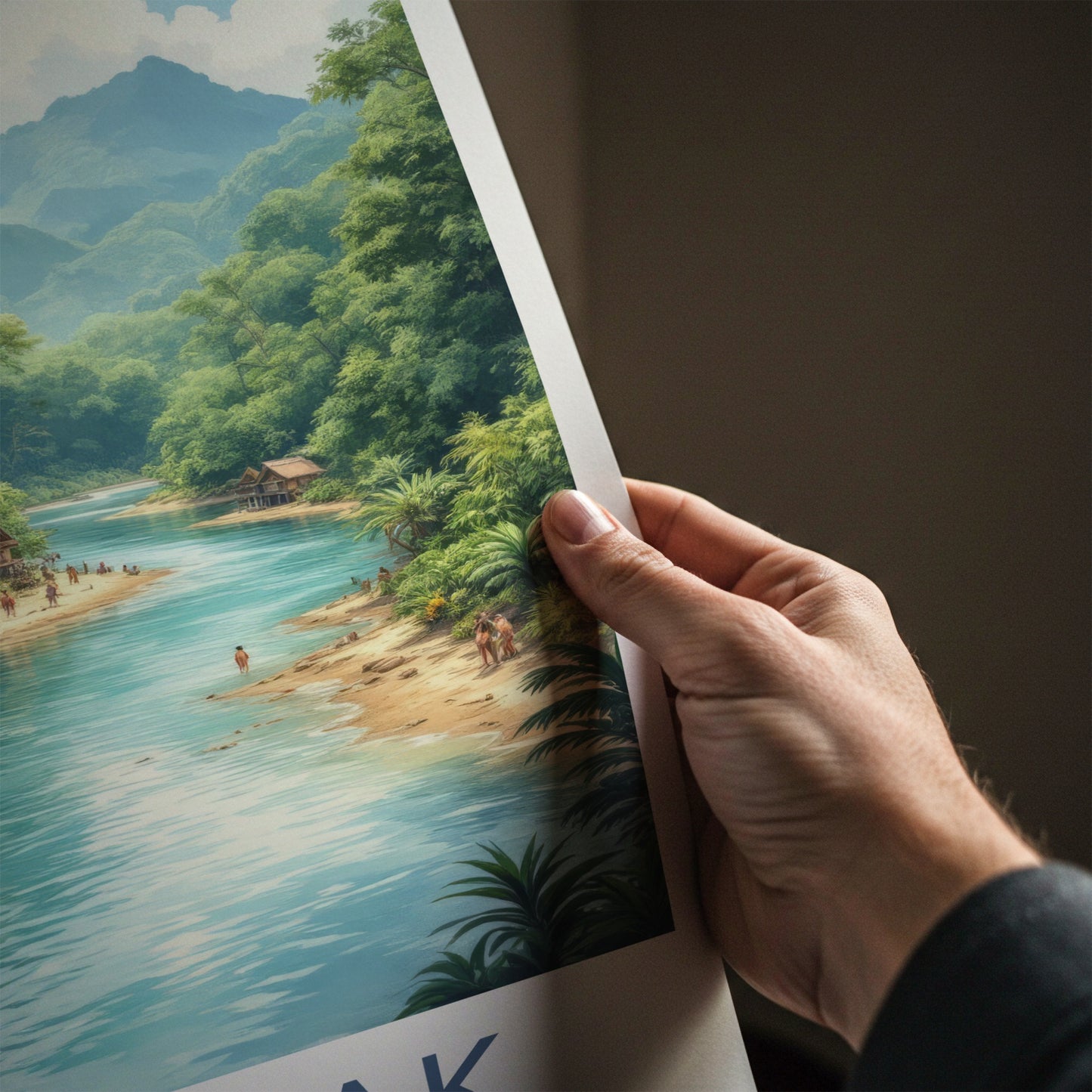 Sarawak Poster - Malaysia Travel Art - Tropical River Village Home Decor