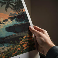 Savaii Poster - Samoa Travel Art - Crashing Waves Sunset Home Decor