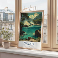 Savaii Poster - Samoa Travel Art - Tropical Coastal Waves Home Decor