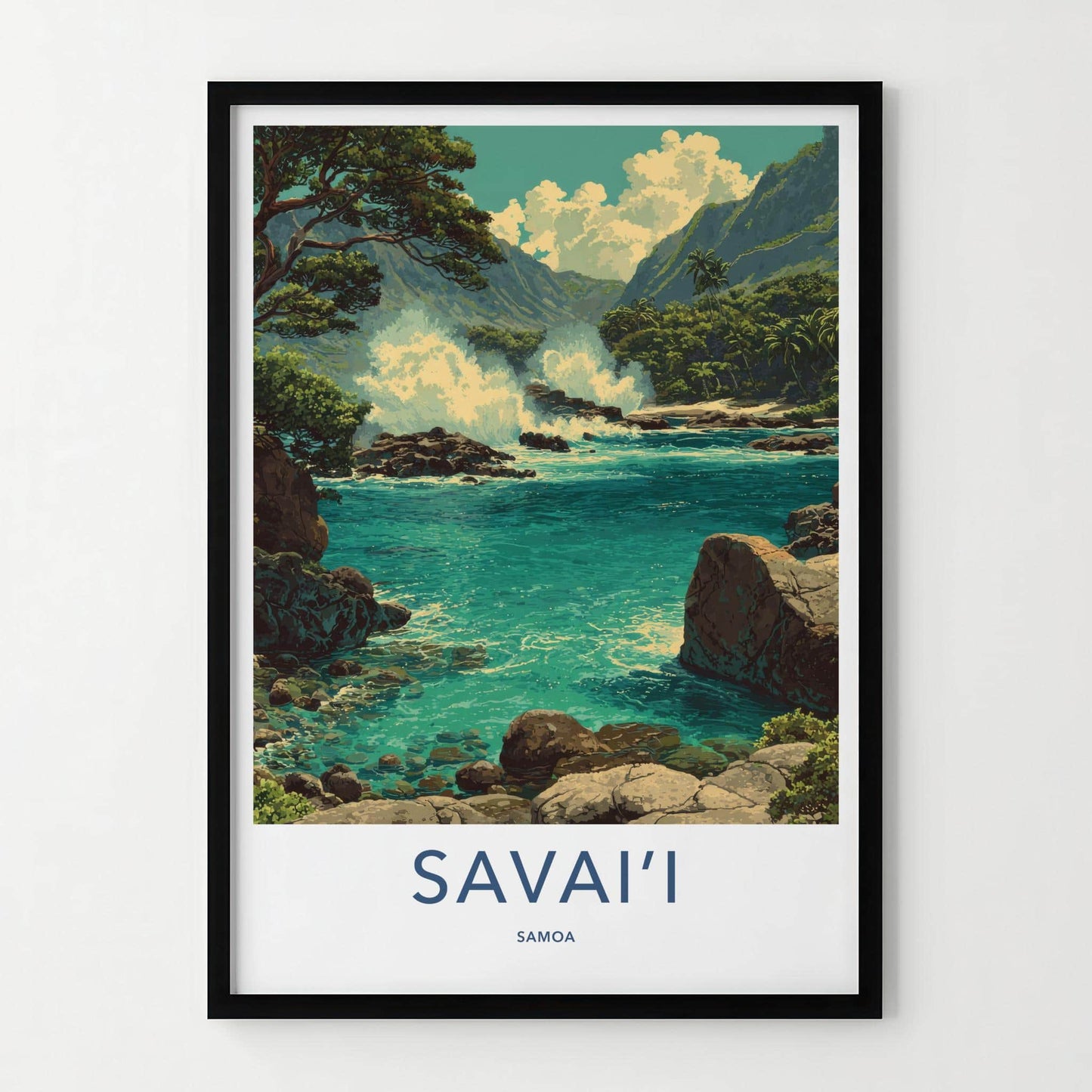 Savaii Poster - Samoa Travel Art - Tropical Coastal Waves Home Decor