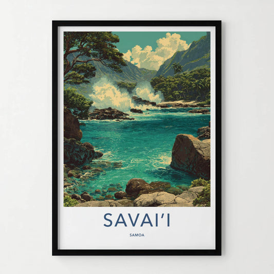 Savaii Poster - Samoa Travel Art - Tropical Coastal Waves Home Decor