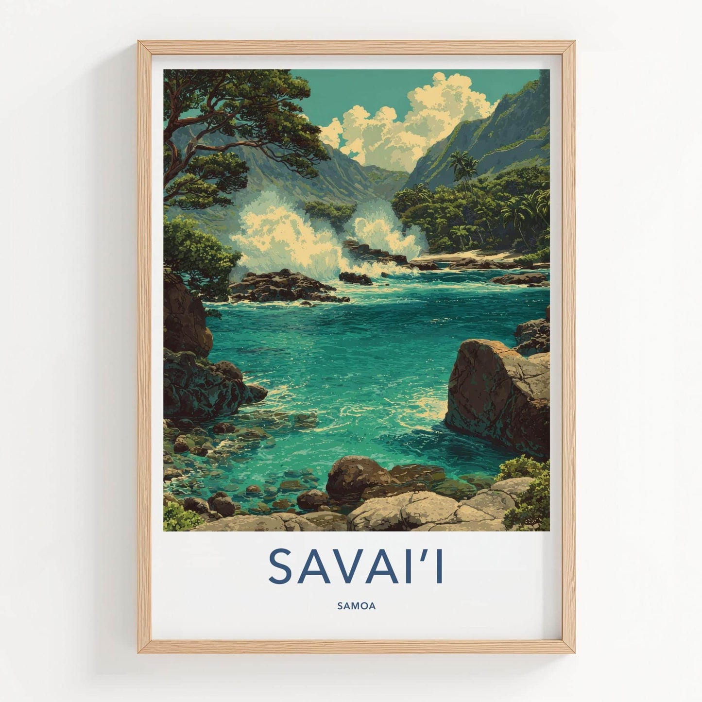 Savaii Poster - Samoa Travel Art - Tropical Coastal Waves Home Decor
