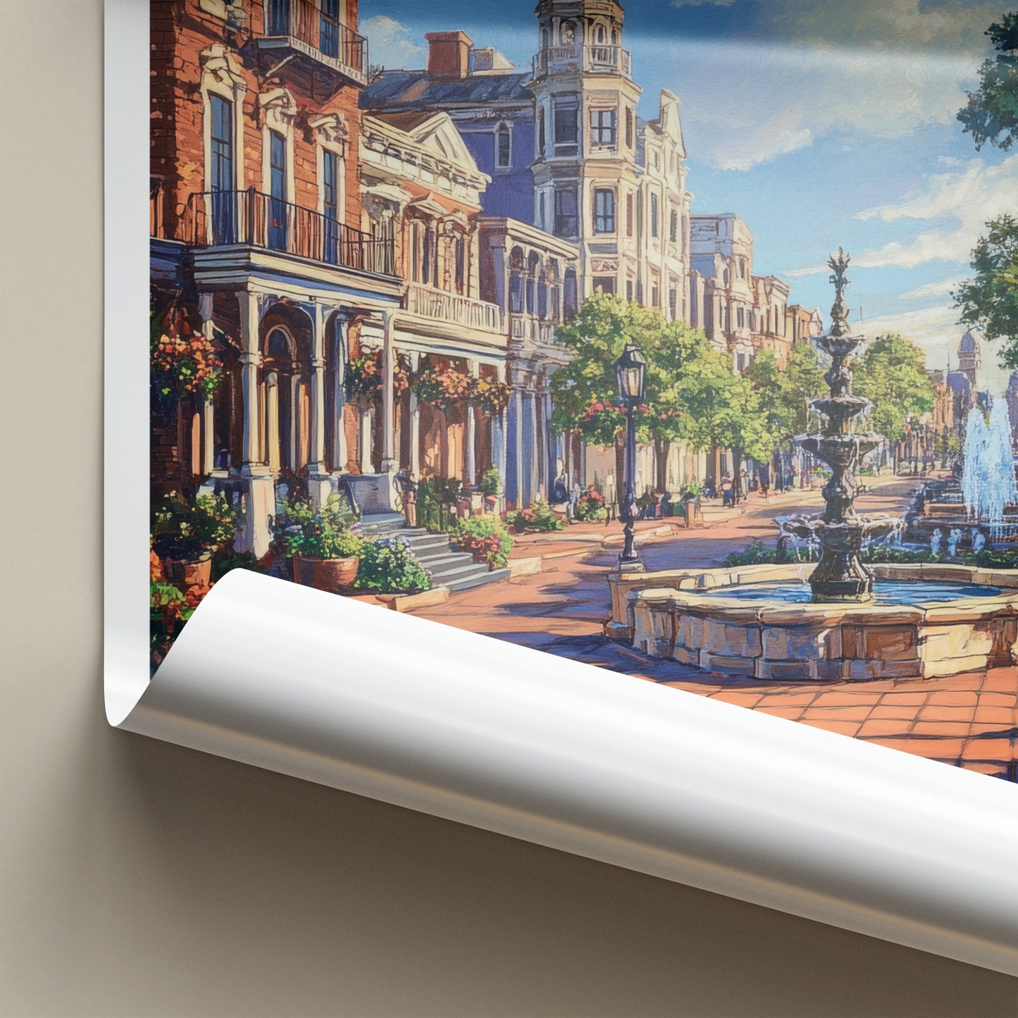 Savannah Poster - Georgia Travel Art - Historic City Fountains Home Decor