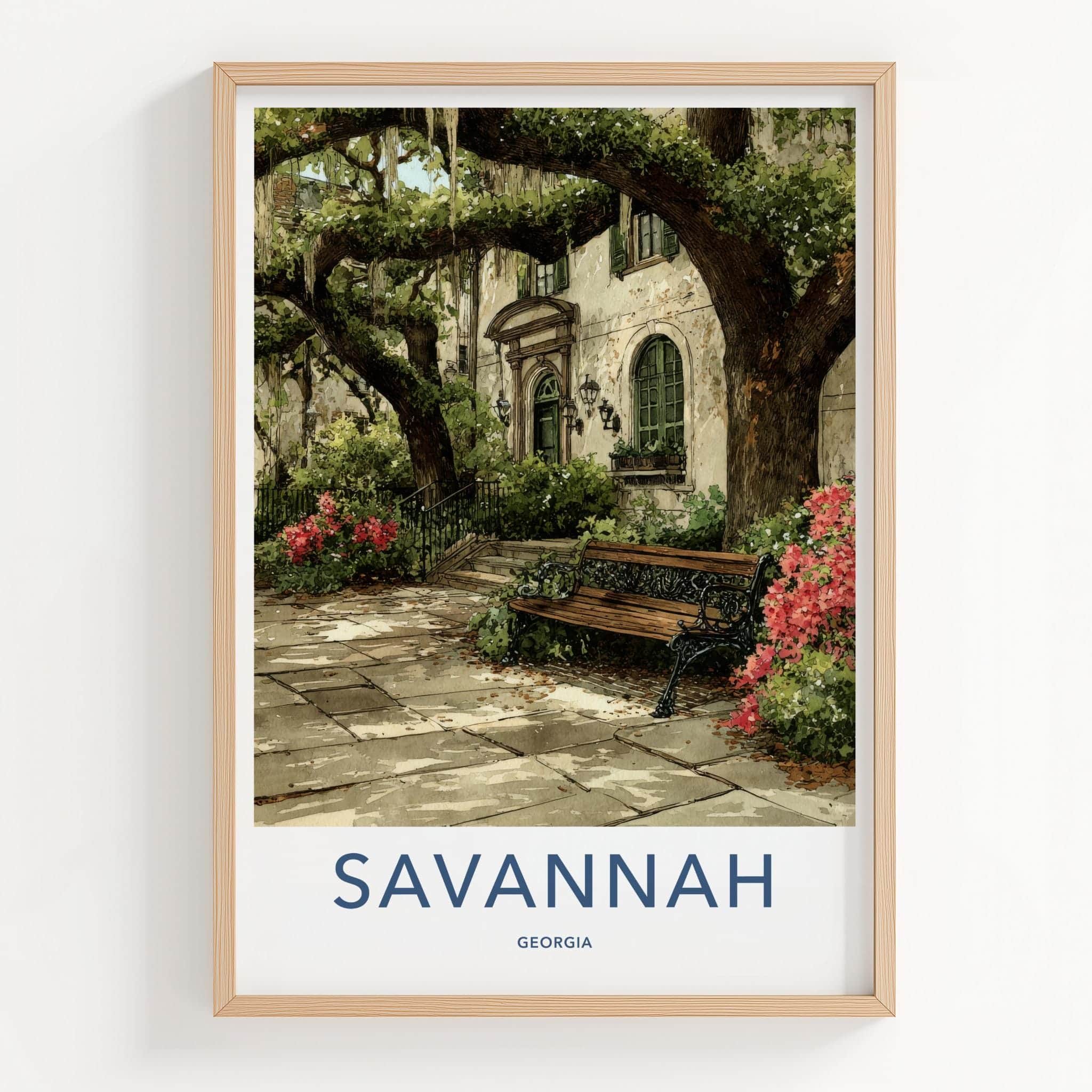 Savannah Poster - Georgia Travel Print - Spanish Moss Covered Wall Decor