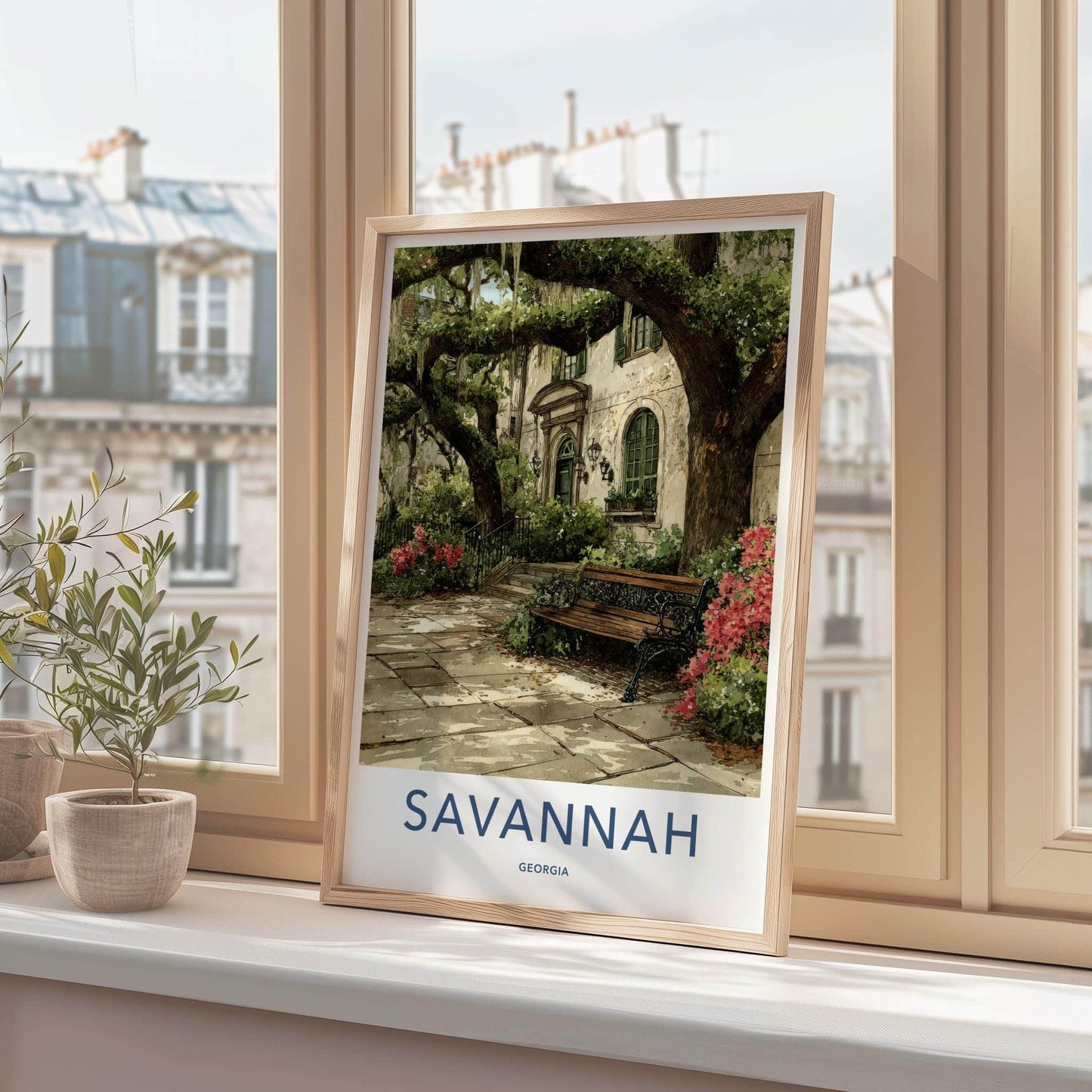 Savannah Poster - Georgia Travel Print - Spanish Moss Covered Wall Decor